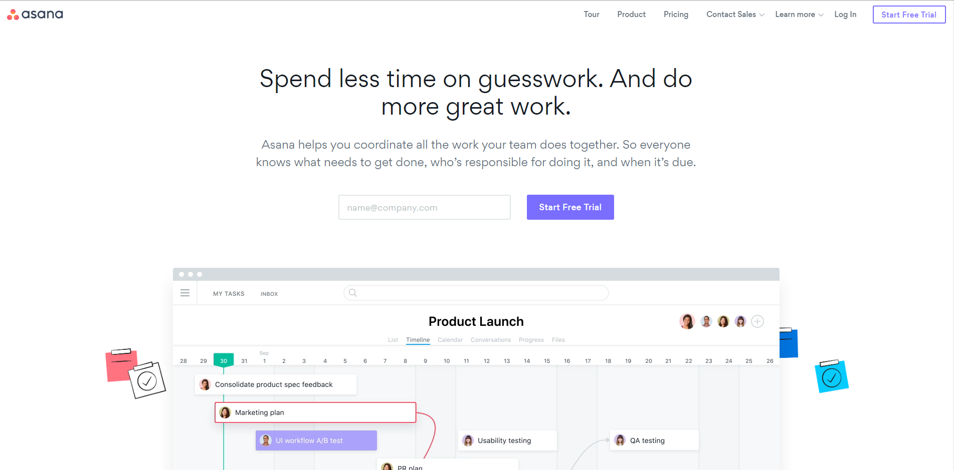 Asana landing page example