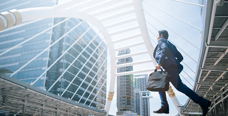 Emergency broadcasts | Businessman running