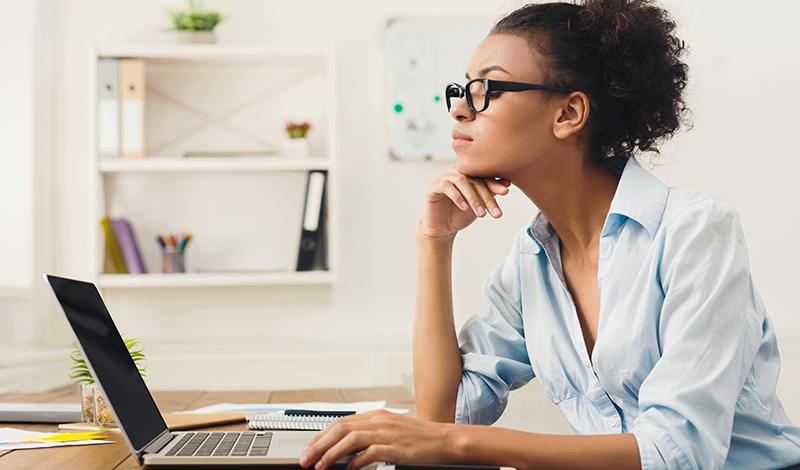Lady working on laptop