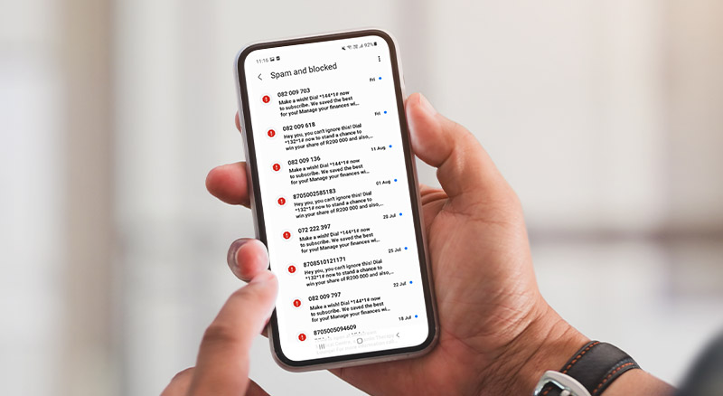 7 Ways to Stay Out of Android’s SMS Spam Folder | Everlytic | SMS Marketing | Example of Android's SMS spam folder