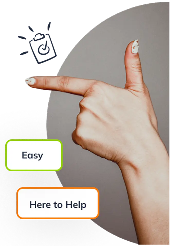 A graphic image of a persons hand pointing.