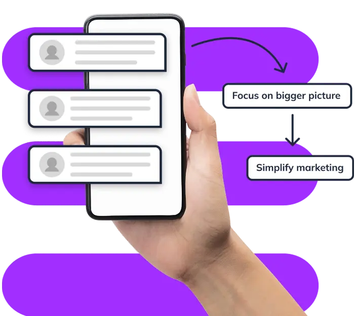 A person holding a phone to symbolise messaging.