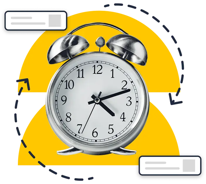 A clock with arrows to indicate that its a waiting game to see results from campagins.