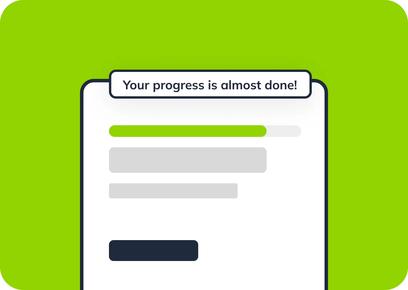 A graphic of a progress report on a green background.