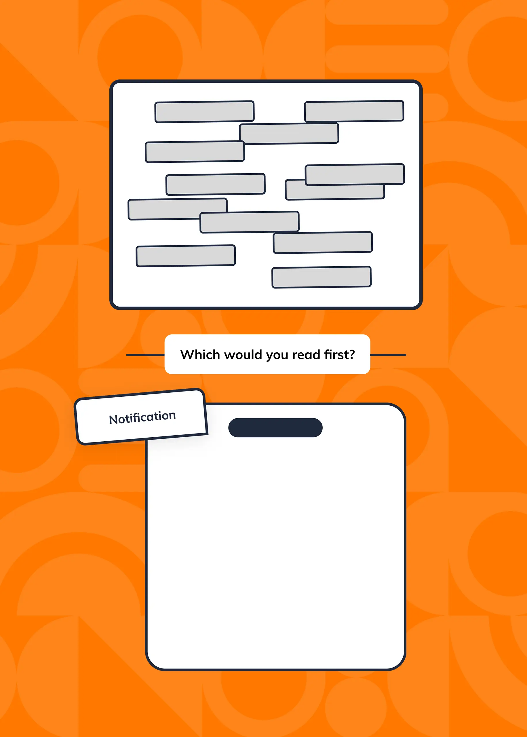 A graphic image of content blocks with an orange background.