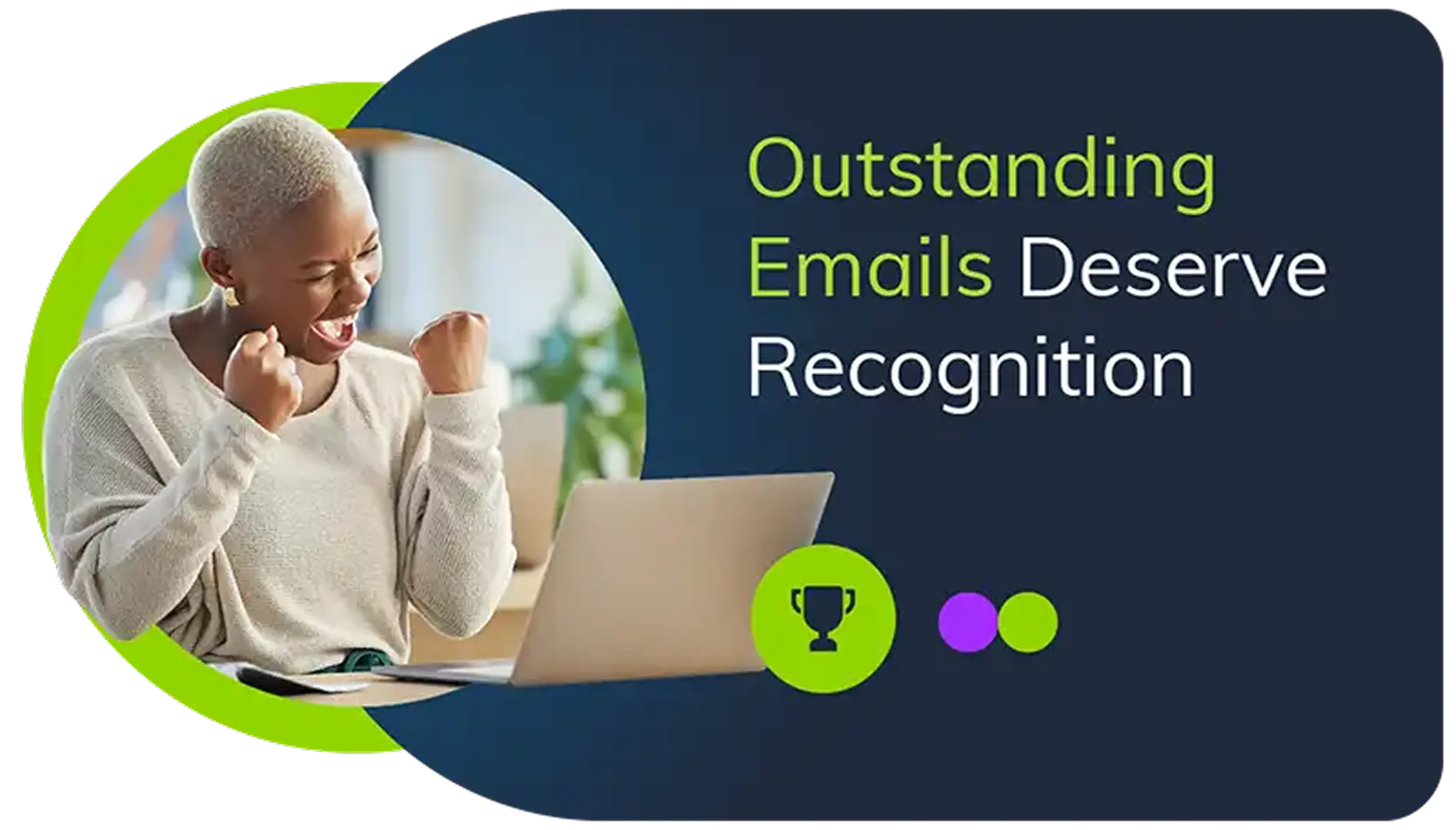 A lady who is very excited after seeing something good on her laptop.