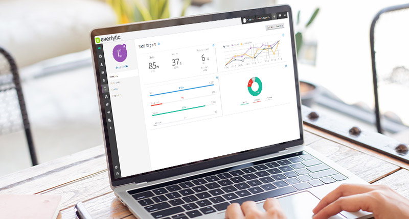7 Ways to Stay Out of Android's SMS Spam Folder | Everlytic | SMS Marketing | SMS performance report on laptop screen